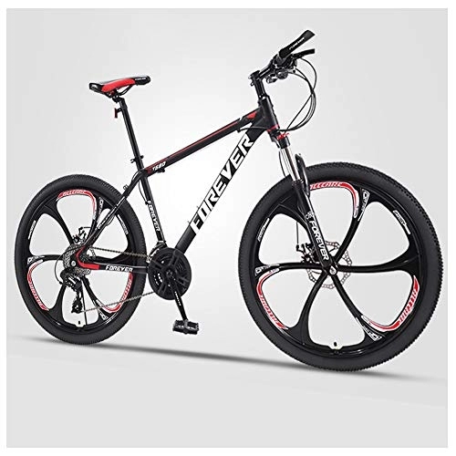 Mountain Bike : QMMD 24-Inch Mountain Bikes, Overdrive Hardtail Mountain Bike, Mens Dual Disc Brake All Terrain Mountain Bike, High-carbon Steel, 21-24-27-30-Speed Anti-Slip Bikes, B 6 Spoke, 27 speed