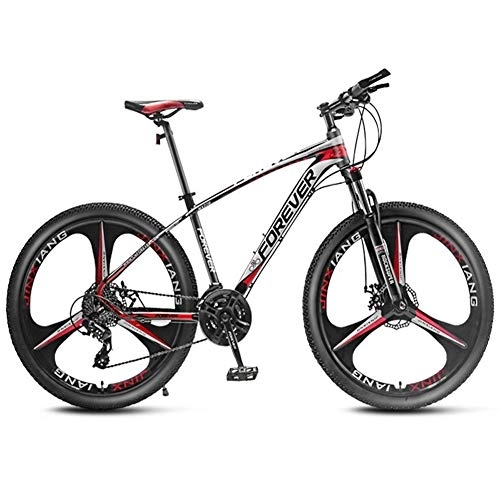 Mountain Bike : QMMD 26-Inch Mountain Bikes with Dual Disc Brake, Adult Adjustable Seat Bicycle, Overdrive Aluminum Front Suspension Frame Mountain Trail Bike, Hardtail Mountain Bike, Red 3 Spoke, 27 speed