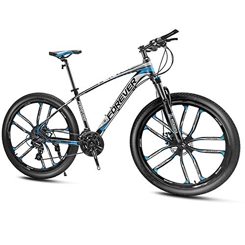 Mountain Bike : QMMD Mountain Bikes, Men's 26-Inch Mountain Trail Bike, Adult Aluminum Frame Anti-Slip Bikes, 24-27-30-33 Speed Overdrive Hardtail Mountain Bike, blue 10 Spoke, 30 speed