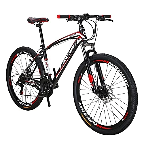 Mountain Bike : QQW Mountain Bike, 21 Speed Dual Disc Brake for Mens Front Suspension Bicycle / Red