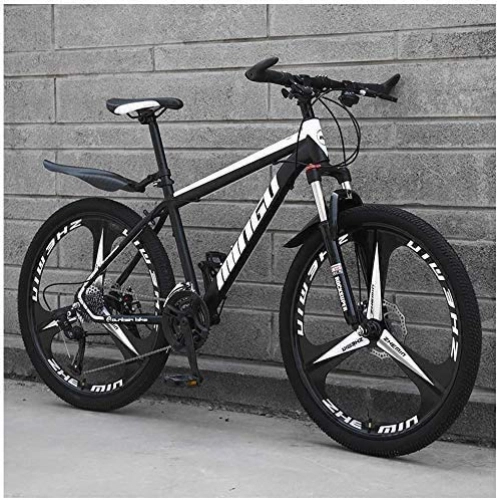 Mountain Bike : QuGuanGe 26-Inch 21-Speed Men'S Mountain Bike, High-Carbon Steel Hard-Tail Mountain Bike, Mountain Bike With Front Suspension Adjustable Seat, 21-Speedblack