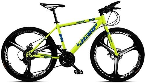 Mountain Bike : QZ 26 Inch Mountain Bike, Double Disc Brake / High-Carbon Steel Frame Bikes, Beach Snowmobile Bicycle, Aluminum Alloy Wheels, Green, 27 speed