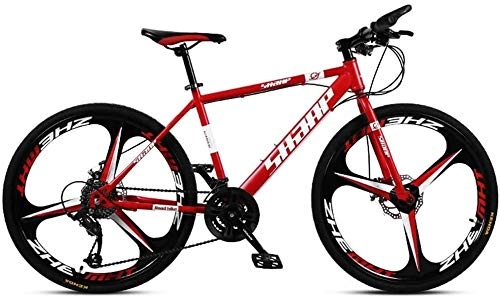 Mountain Bike : QZ 26 Inch Mountain Bike, Double Disc Brake / High-Carbon Steel Frame Bikes, Beach Snowmobile Bicycle, Aluminum Alloy Wheels, Red, 27 speed