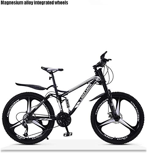 Mountain Bike : QZ Adult Downhill Mountain Bike, Double Disc Brake Off-Road Snow Bikes, High-Carbon Steel Frame Beach Bicycle, 24 Inch Wheels (Color : Black, Size : 24 speed)