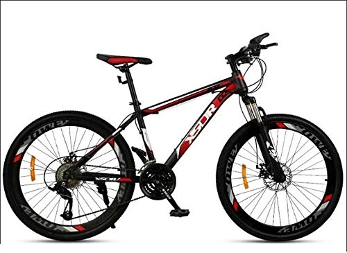 Mountain Bike : QZ Adult Mountain Bike, Double Disc Brake / High-Carbon Steel Frame Bikes, Beach Snowmobile Bicycle, 24 Inch Wheels, Black, 21 speed