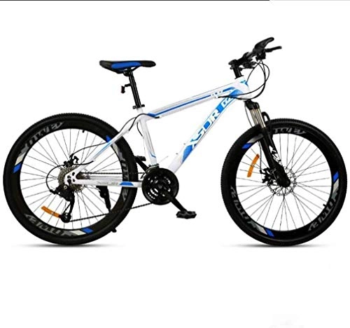 Mountain Bike : QZ Adult Mountain Bike, Double Disc Brake / High-Carbon Steel Frame Bikes, Beach Snowmobile Bicycle, 24 Inch Wheels, Blue, 24 speed