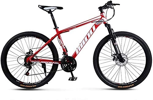 Mountain Bike : QZ Adult Mountain Bike, High-carbon steel Frame, Beach Snowmobile Bicycle, Double Disc Brake Cruiser Bicycles 26 Inch Aluminum Alloy Wheels (Color : Red, Size : 24 speed)