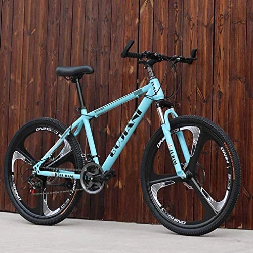 Mountain Bike : QZ Adult Mountain Bike, Juvenile Student City Road Racing Bikes, Double Disc Brake Off-Road Snow Bicycle, 24 Inch Wheels Beach Bicycles (Color : Blue, Size : 24 speed)