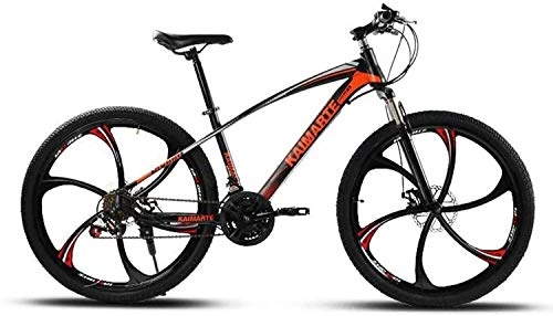 Mountain Bike : QZ Adult Variable Speed Mountain Bike, Double Disc Brake Bikes, Beach Snowmobile Bicycle, Upgrade High-Carbon Steel Frame, 26 Inch Wheels 5-27 (Color : Orange, Size : 21 speed)