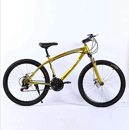 Mountain Bike : QZ Mens Mountain Bike, Double Disc Brake Off-Road Snow Bikes, Juvenile Student City Road Racing Bike, Adult 26 Inch Wheels Beach Bicycle (Color : Gold, Size : 27 speed)