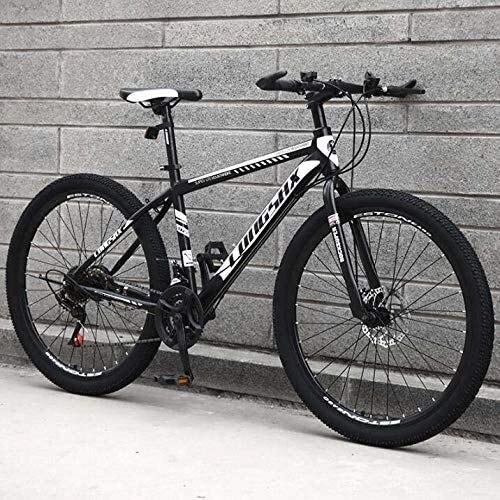 Mountain Bike : QZ Mountain Bike for Men Woman, High-Carbon Steel Frame Mountain Bike, Front Suspension Mountain Bicycle with Adjustable Saddle (Color : B, Size : 26 inch 27 speed)