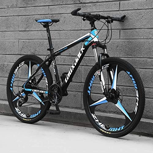 Mountain Bike : Relaxbx Mountain Bicycles Hydraulic Double Disc Brake Mountain Bike Male And Female Students Road Bike 24 Inch Wheel MTB, White & Blue, 30 Speed