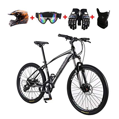 Mountain Bike : Safety Mountain Bike Bicycle for Adults Men And Women 26", High-Carbon Steel Frame MTB Bikes, Full Suspension, Aluminum Alloy Wheels, Suitable for Traveling in The Wild City