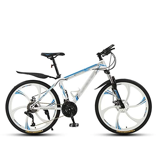 Mountain Bike : SANJIANG 24 / 26" Mountain Bicycle With Suspension Fork 21 / 24 / 27 / 30-Speed Mountain Bike With Disc Brake, Robust High Carbon Steel, White-26in-24speed