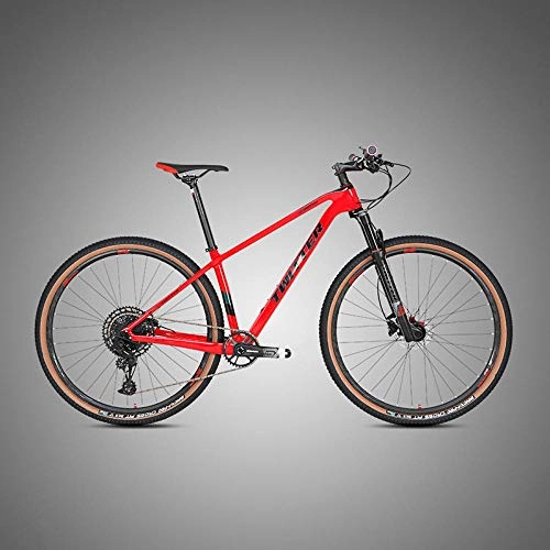 Mountain Bike : SChenLN Carbon fiber mountain adult bicycles, off-road bicycles, suitable for outdoor outings, fitness exercises-12 speed-red_27.5 inch*17 inch