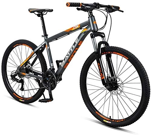 Mountain Bike : Smisoeq Adult mountain bike 26 inches, the end 27 with double-speed hard disc brakes, all-terrain aluminum front suspension mountain bike