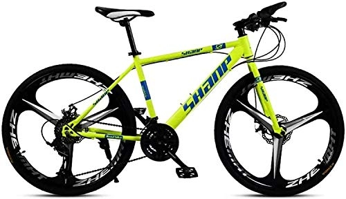 Mountain Bike : Smisoeq Rural 24 / 26 inch double disc mountain bike, mountain bike rural adult bicycle shift hard tail mountain bike, with adjustable seat steel yellow knife 3