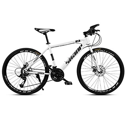 Mountain Bike : SOAR Adult Mountain Bike Mountain Bike Road Bicycle Men's MTB 24 Speed 24 / 26 Inch Wheels For Adult Womens (Color : White, Size : 26in)