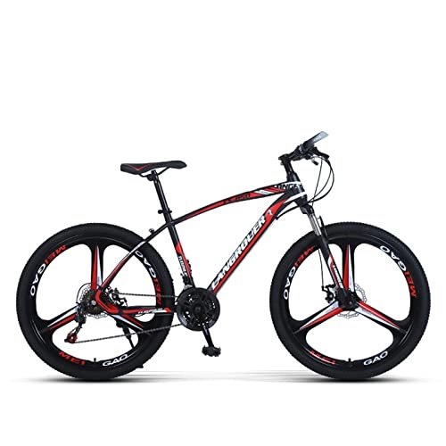 Mountain Bike : Steel Frame Mountain Bike 24 / 26 Inch, 3 Spoke Mag Wheels Full Suspension Bicycle, 21 / 24 / 27 Speed Dual Disc Brakes Front Suspension Bicycle for Adult Men Or Women, 24"B, 21 Speed