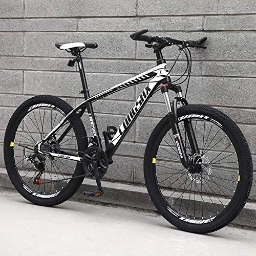 Mountain Bike : Stylish 30 Speeds Mountain Bike Carbon Steel Frame Road Bike 24 / 26 Inch Wheels Unisex, Blue, 24inch