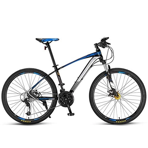 Mountain Bike : Stylish Adult Mountain Bike Lightweight Aluminum Alloy Frame 27 Speed Outdoor Mountain Racing Bicycles Spoke Wheels, Blue