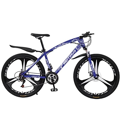 Mountain Bike : T-Day Mountain Bike Adult Mountain Bike With 26 Inch Wheel Derailleur Sturdy Carbon Steel Frame Bicycle With Dual Disc Brakes Front Suspension Fork For Adults Mens Womens(Size:27 Speed, Color:Blue)