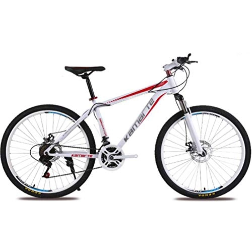 Mountain Bike : Tbagem-Yjr 24 Inch Wheel City Road Bicycle Cycling, 27 Speed Hardtail Mountain Bikes For Adults (Color : White red)
