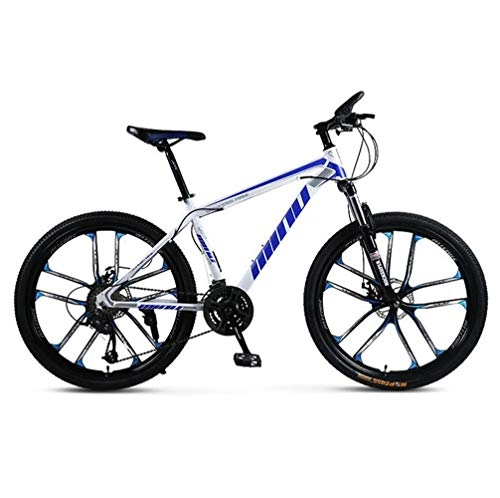 Mountain Bike : Tbagem-Yjr 26 Inch Mountain Bicycle Bike, Double Disc Brake Damping Variable Speed Bike For Adult (Color : White blue, Size : 30 speed)