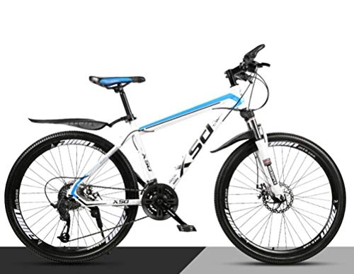 Mountain Bike : Tbagem-Yjr 26 Inch Wheel Mountain Bike For Adults, Student Off-road City Shock Absorber Bicycle (Color : White blue, Size : 24 speed)