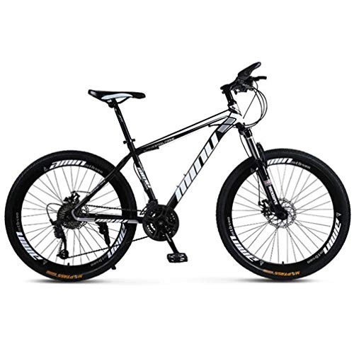 Mountain Bike : Tbagem-Yjr 30 Speed Mountain Bike 26 Inch Wheel Dual Suspension City Road Bicycle For Adults (Color : Black white)