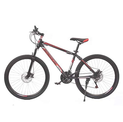 Mountain Bike : Tbagem-Yjr City Mountain Bike 24 Inch 21 Speed Double Disc Brake Speed Road Bicycle Sports Leisure (Color : Black red)