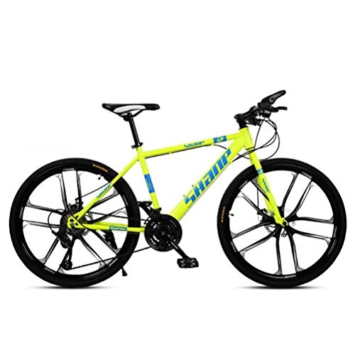 Mountain Bike : Tbagem-Yjr City Mountain Bike, 26 Inch Wheel Off-road Variable Speed Bicycle Carbon Steel Frame (Color : Yellow, Size : 24 speed)