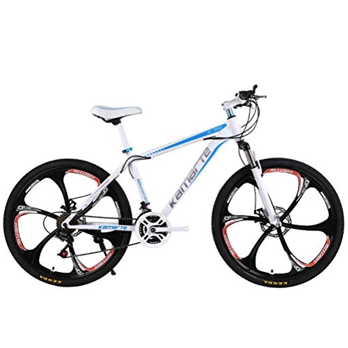 Mountain Bike : Tbagem-Yjr Mountain Bicycle For Adults 26 Inch Off-road Damping Commuter City Hardtail Bike (Color : White blue, Size : 21 speed)
