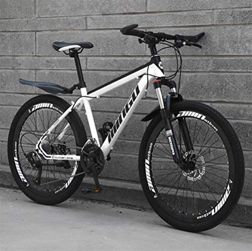 Mountain Bike : Tbagem-Yjr Mountain Folding Bicycle High Carbon Steel Double Shock Absorber Bicycle 26 Inch (Color : White, Size : 24 Speed)