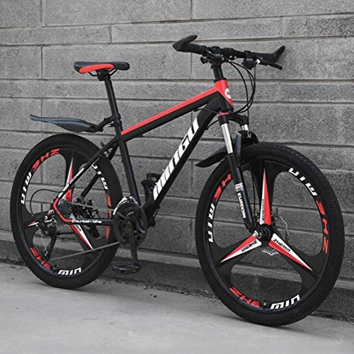 Mountain Bike : Tbagem-Yjr Off-road Damping Mens MTB - Hardtail Mountain Bikes Commuter City Hardtail Bike (Color : Black red, Size : 27 Speed)