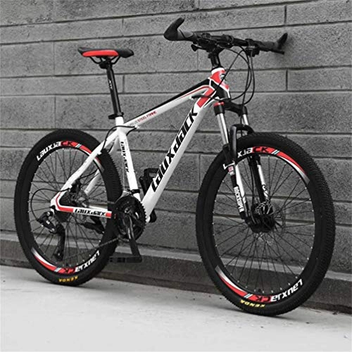 Mountain Bike : Tbagem-Yjr Sports Leisure Mountain Bikes, 26 Inch Wheel Dual Suspension Boys Bicycle (Color : White Red, Size : 24 speed)