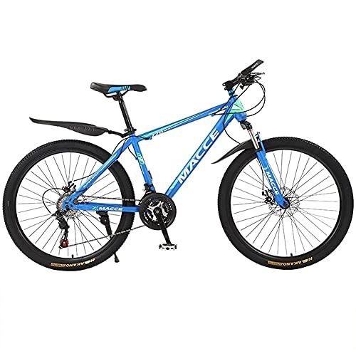 Mountain Bike : TBNB 24 / 26 Inch Mountain Bikes, 21-27 Speed Suspension Fork MTB, Steel Frame Road Bicycle with Dual Disc Brake for Men and Women (Blue 24inch / 24Speed)