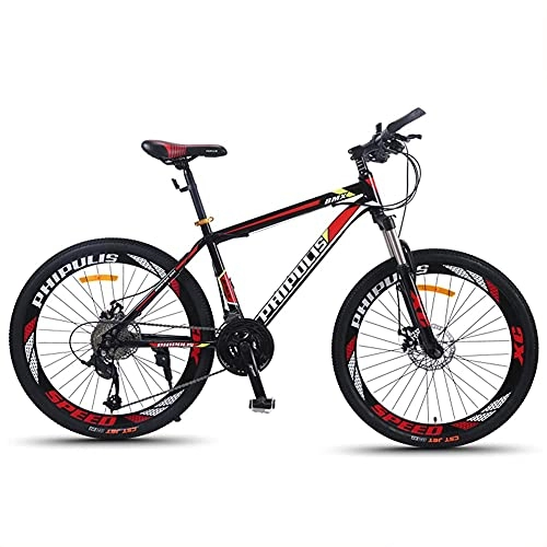 Mountain Bike : TBNB 24 / 26inch Mountain Bike for Adult Men Women, Outdoor Cycling Road Bicycle, 21-30 Speed, Double Disc Brakes, Suspension Fork (Red 26inch / 21Speed)