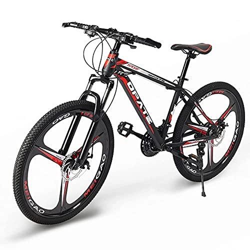 Mountain Bike : TBNB 24 / 26inch Mountain Bike for Men Women, Adult Road Offroad City MTB Bicycles, Suspension Fork, 21-30 Speed, Dual Disc Brakes (Red 24inch / 27Speed)