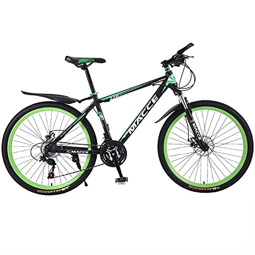 Mountain Bike : TBNB Adult Outdoor Mountain Bikes, Men'S Road Bikes, Women'S Cruiser Bicycle, 21-30 Speeds, 26 / 24 Inches, Suspension Forks, Double Disc Brakes, MTB Bike (Green 24inch / 21Speed)