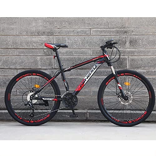 Mountain Bike : TBNB Mountain Bike for Men / Women, 24 / 26inch Adult Outdoor Sports Road Bicycles, City Commuter Bikes, Disc Brakes and Suspension Forks (Red 26inch / 27Speed)