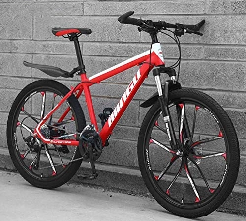 Mountain Bike : Ten-knife Wheel Hardtail Mountain Bikes, Dual Suspension Mountain Bicycle Unisex (Color : Red, Size : 30 Speed)