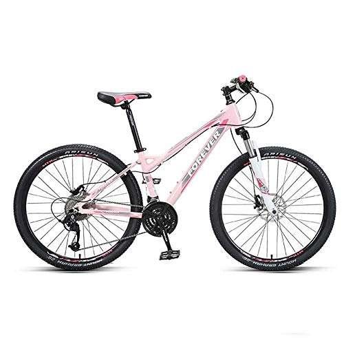 Mountain Bike : TIANQIZ Adult Mountain Bike 30 Speed 26 Inches MTB Bicycle Suspension Fork With Aluminum Frame Dual Disk Brake Full Suspension Mountain Trail Bike Pink