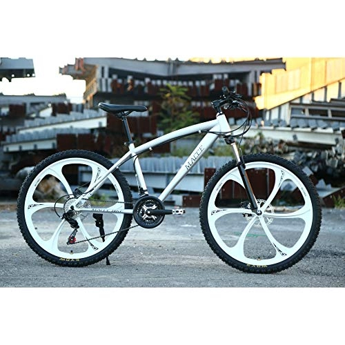 Mountain Bike : Unisex Hardtail Mountain Bike 26inch MTB Suspension Bike 21 / 24 / 27 Speeds High-carbon Steel Frame Bicycle Double Disc Brake for Student / Commuter City, Silver, 27Speed