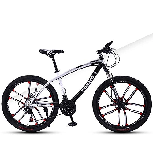 Mountain Bike : unknow Bicycle, 24 Inch, Variable Speed Shock Absorption Off-Road Dual Disc Brakes High Carbon Steel Frame High Hardness Young Cycling Students Adult Men And Women Suitable For Height 145-160Cm