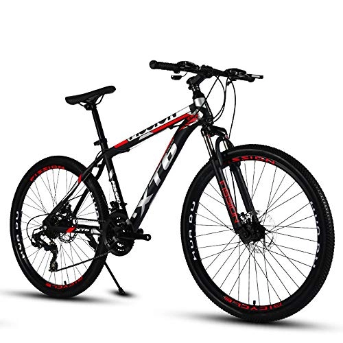 Mountain Bike : VANYA Damping Mountain Bike 24 / 26 Inch 21 Speed Cycling Disc Brake Variable Speed Adult Off-Road Bicycle, blackred, 24inches