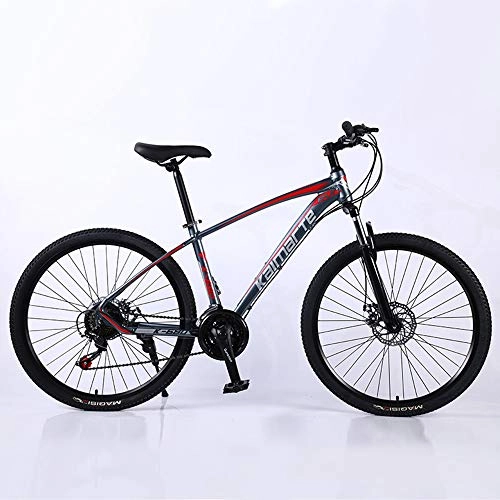 Mountain Bike : VANYA Mountain Bicycle 24 / 26" Shock Absorption Double Disc Brakes 21 Speed Lightweight Aluminum Alloy Off-Road Bike, Red, 24inches