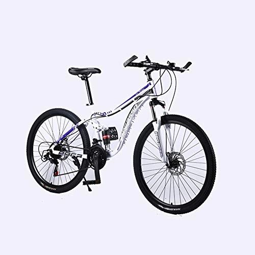 Mountain Bike : VANYA Variable Speed Mountain Bike 24 / 26 Inch 30 Speed Commuter Bicycle Double Disc Brakes Shock Absorption Adult Cycle, White, 24inches