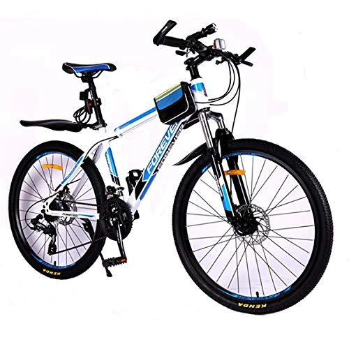 Mountain Bike : W&TT Mountain Bike 24 / 27 / 30 Speeds Dual Disc Brakes Shock Absorber Bicycle 26 Inch High Carbon Frame Adults Bicycle, White, 24S