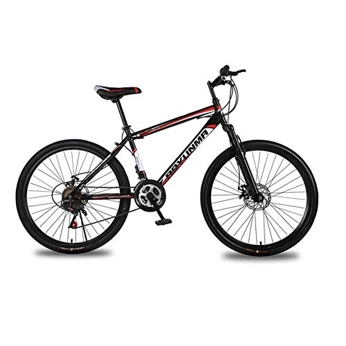 Mountain Bike : WEHOLY Bicycle Mens' Mountain Bike, 17" Inch Steel Frame, 24 Speed Fully Adjustable Rear Shock Unit Front Suspension Forks, Red, 27speed